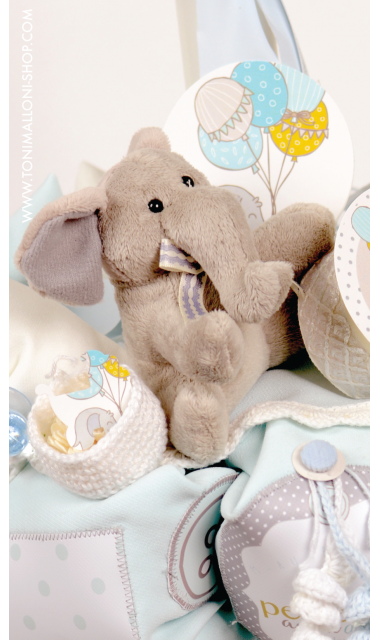 Lumanare de botez pentru baieti cu elefanti, 65x4 cm, Baby Boy Elephant 5